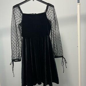 Rare Editions Black Dress with Sheer Sleeves